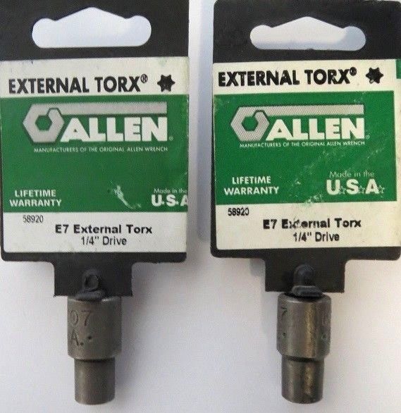 Allen 58920 E7 External Torx 1/4" Drive 2 Packs USA