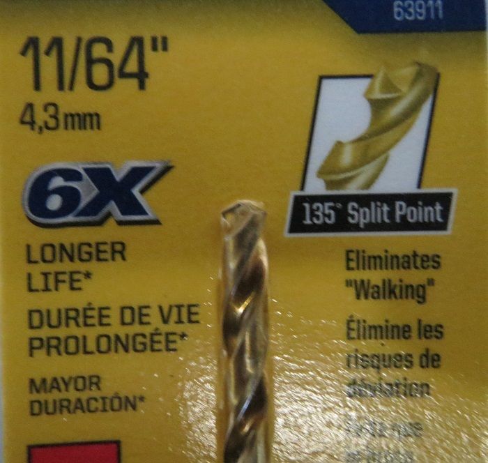 Irwin 63911 11/64" Titanium Split Point Drill Bit 2pks #I-55