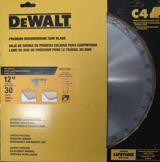 Dewalt DW71230F 12" X 30T C4 Fast Ripping Saw Blade
