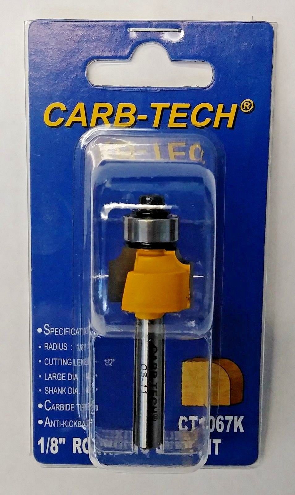 Carb-Tech CT1067K 1/8" Carbide Tipped Rounding Over Router Bit