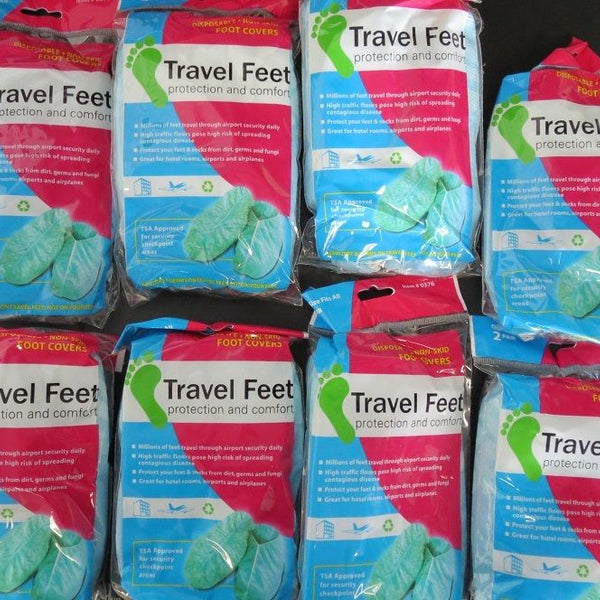 Travel Feet 0377 Disposable Non-Skid Blue Foot Covers TSA Approved 8(2