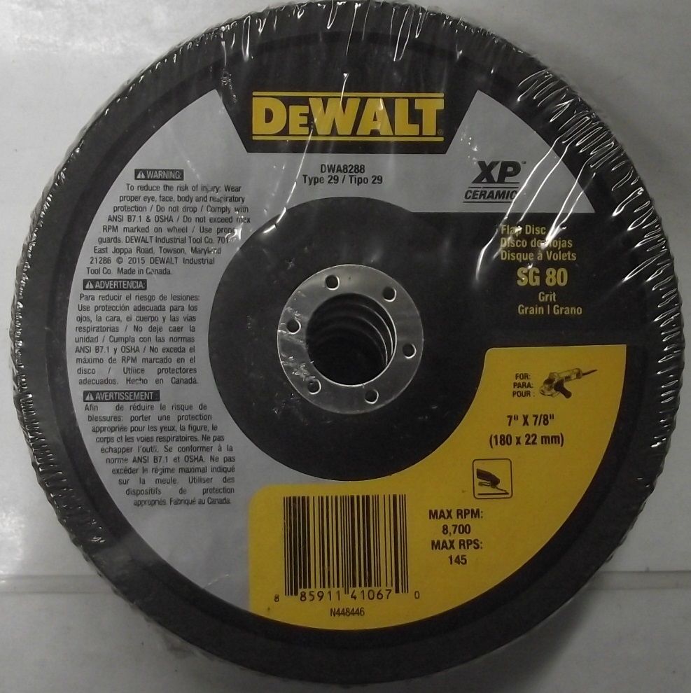 DEWALT DWA8288 7" x 7/8" SG XP 80 Grit Ceramic Flap Disc 5PK