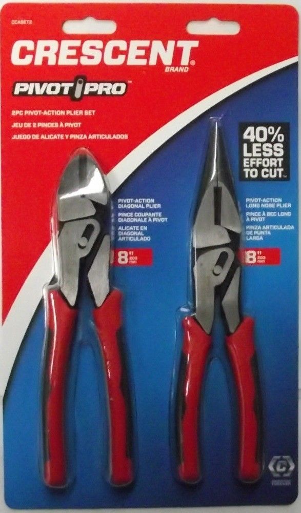 Crescent CCASET2 Pivot Pro Compound Action 8" Long Nose And Diagonal Plier