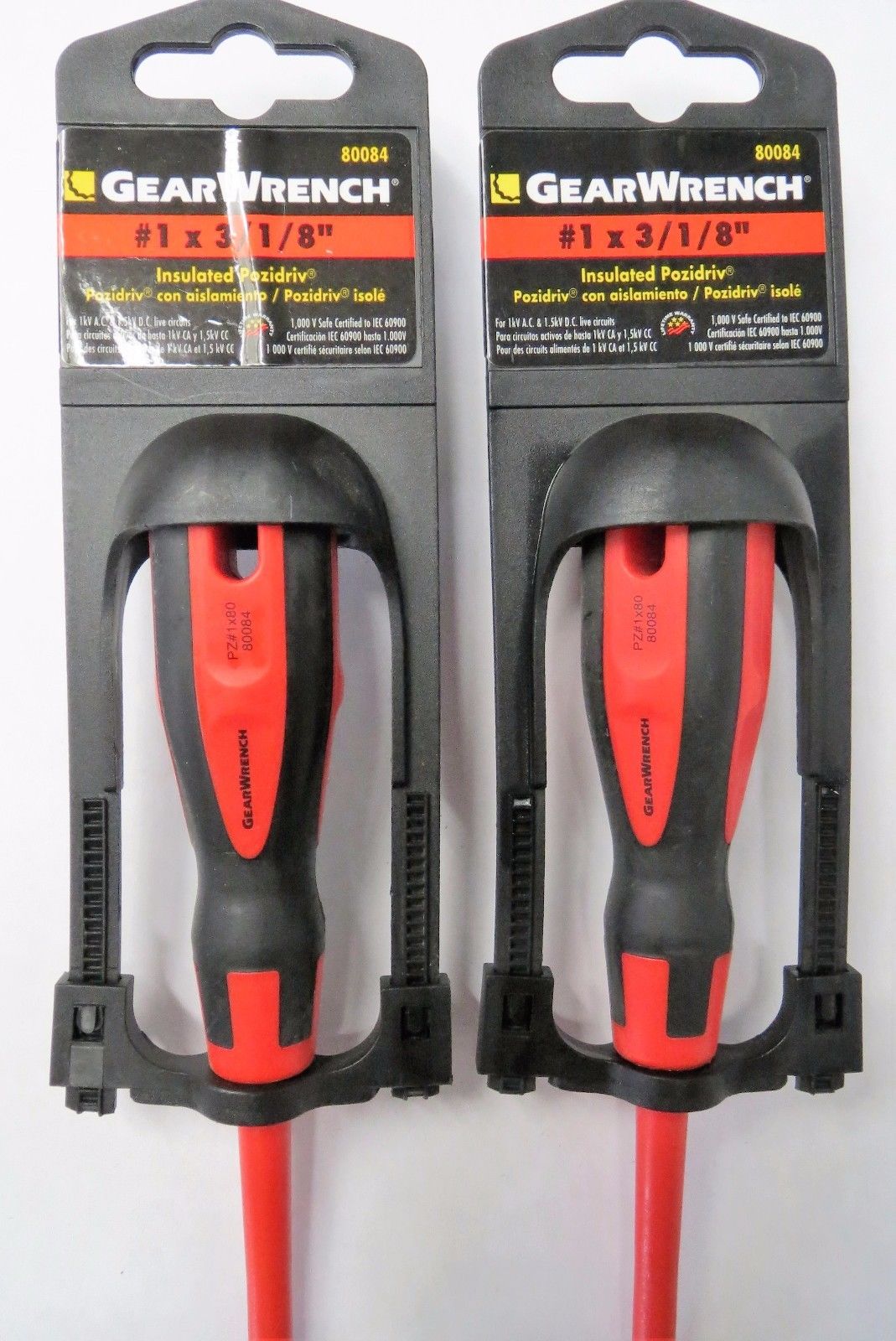 GearWrench 80084 #1 x 3-1/8" Pozi Insulated Screwdriver (2pcs)