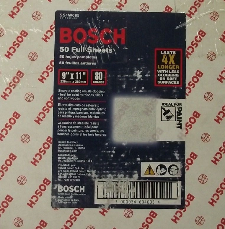 Bosch SS1W085 9" x 11" 80 Grit Sanding Sheet White