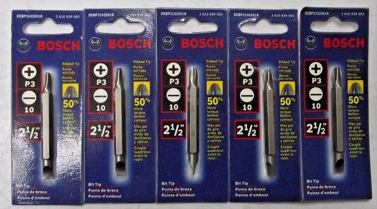 Bosch DEBP3102501R 2-1/2" #3 Phillips & Slotted Double Ended Insert Bit 5PKS USA