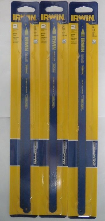 Irwin 4935483 Hack Saw Blade Bi-Metal 12" 24tpi 3-pks of 2 For 6 Blades USA