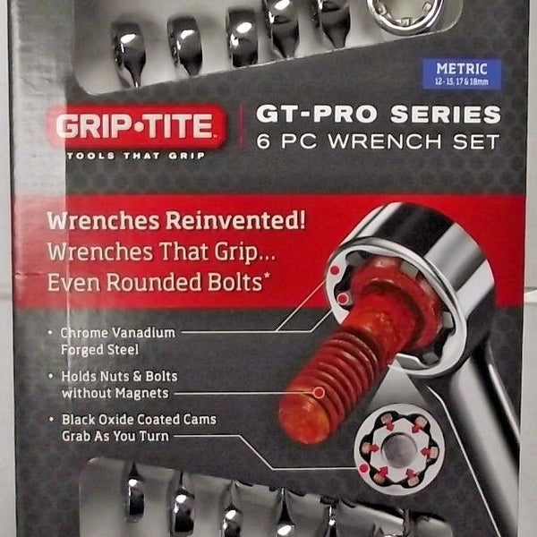 Grip-Tite 00511 GT-PRO Metric 6 Piece Open End Wrench Tool Set Chrome
