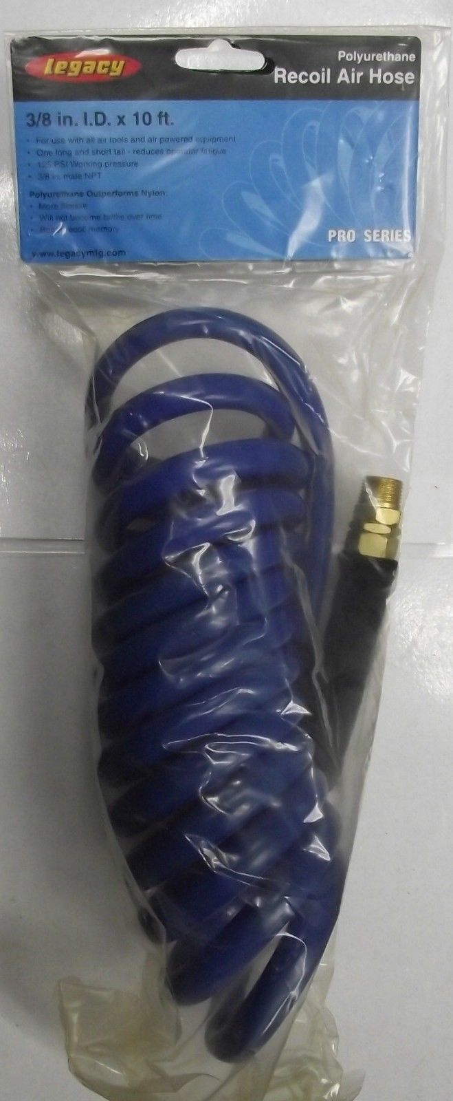 Legacy LP3812038 3/8" x 10' Polyurethane Recoil Hose 3/8" MNPT