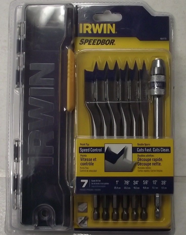 Speedbor 1891773 Irwin Tools Blue-Groove Spade Bits 7-Piece Slim Case