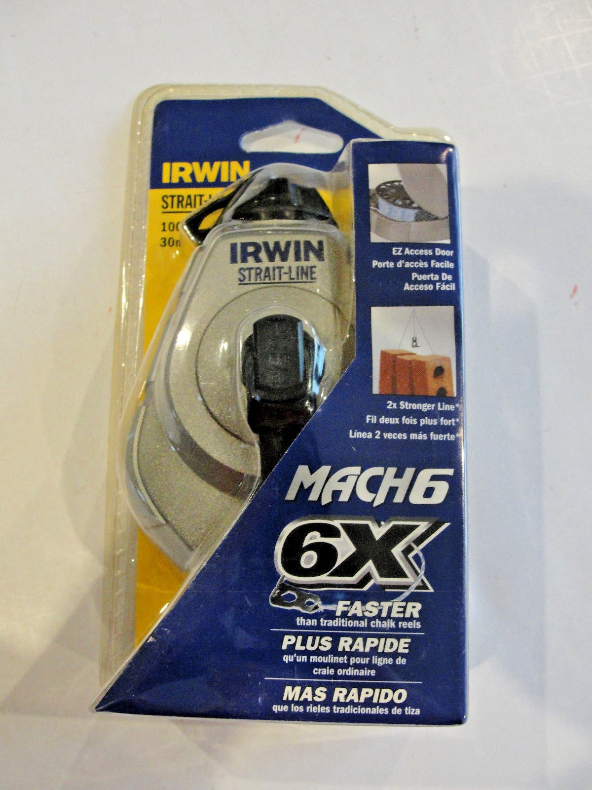 Irwin Straight-Line 2031314DS High Speed Refillable Chalk Line Reel 100' Line