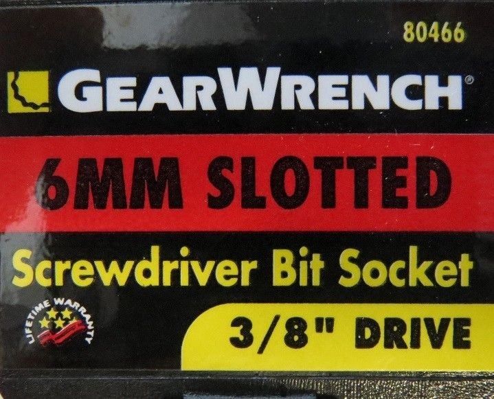 Gearwrench 80466 6 mm Slotted Screwdriver Bit Socket 3/8" Drive