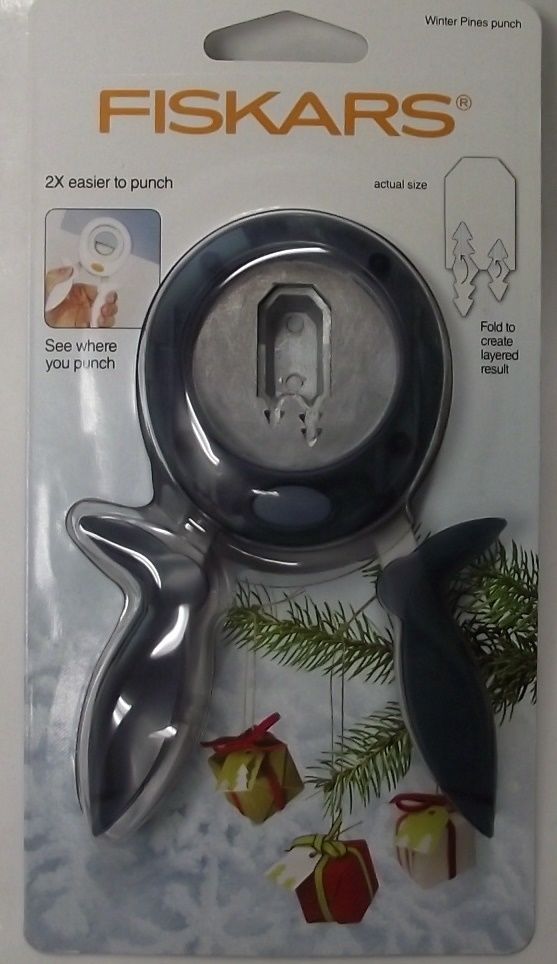 FISKARS 101660-1001 Large Squeeze Punch Winter Pines Christmas Tag