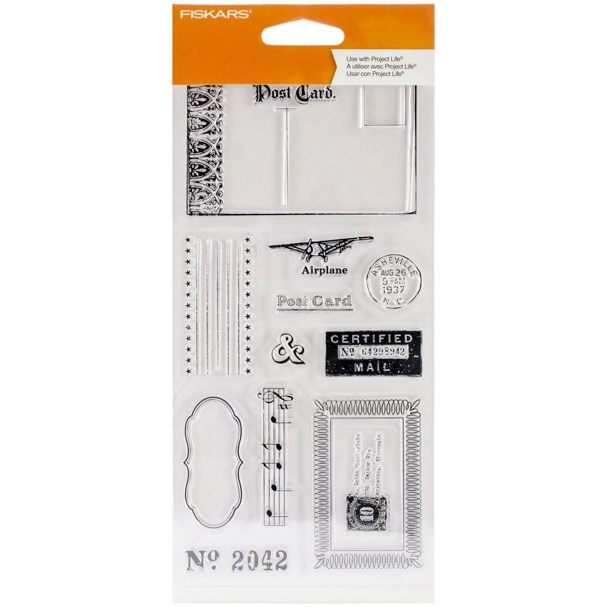 FISKARS 103810-1001 Clear Stamps 4" x 8" Sheet - CERTIFIED MAIL