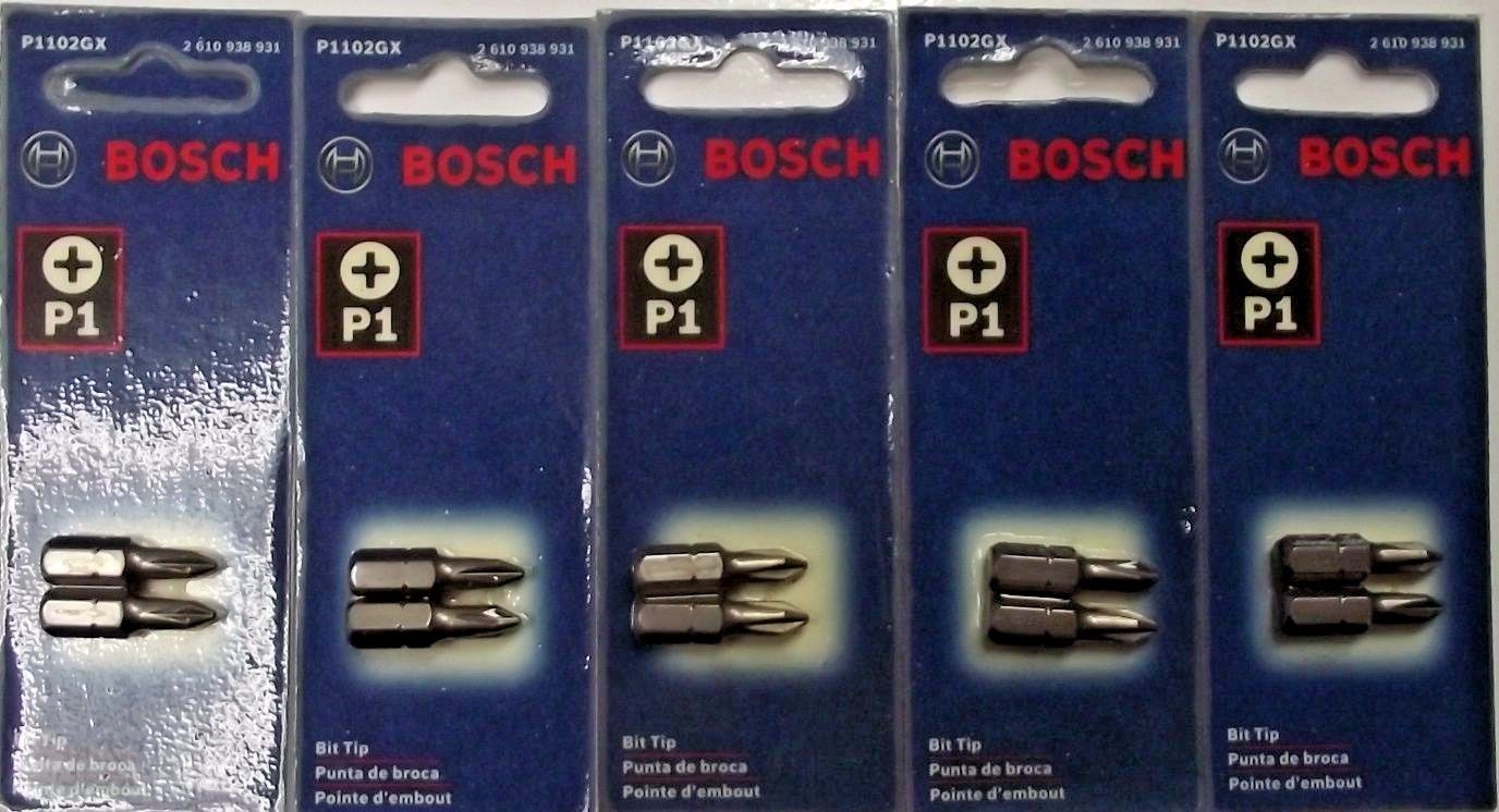 Bosch P1102GX #1 x 1" Phillips Power Screw Tips 5-2packs