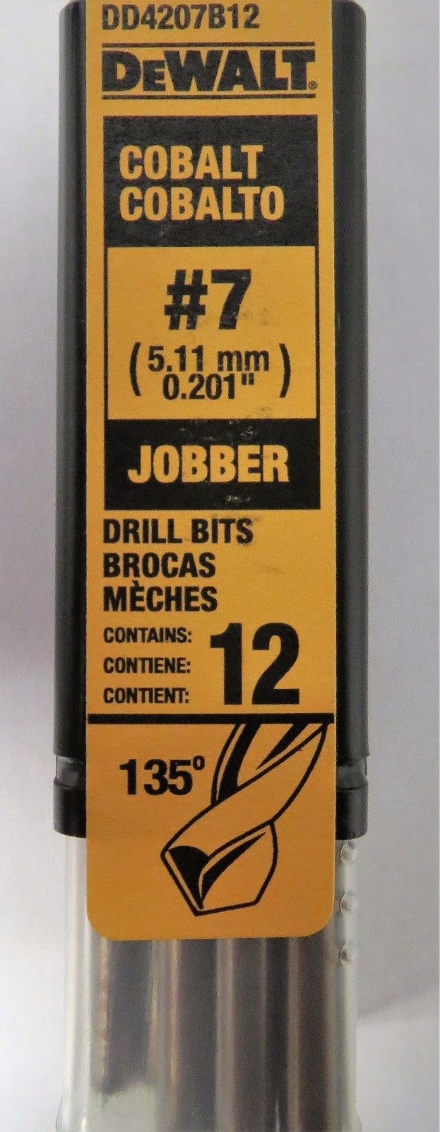 DeWalt DD4207B12 #7 Cobalt Jobber Drill Bits 12pcs
