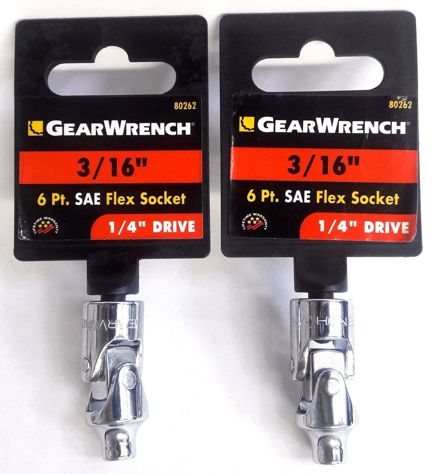 Geawrench 3/16" Flex Socket 1/4" Drive 80262 2PCS