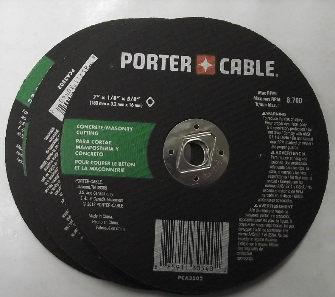 PORTER-CABLE PCA3502 7" x 1/8" x 5/8" Concrete Masonry Grinding Wheel 5pc