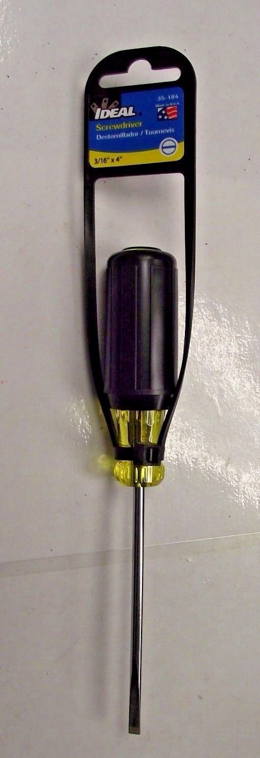 IDEAL 35-184 Electricians Cabinet Tip 3/16" x 4" x 7-3/4" Screwdriver USA
