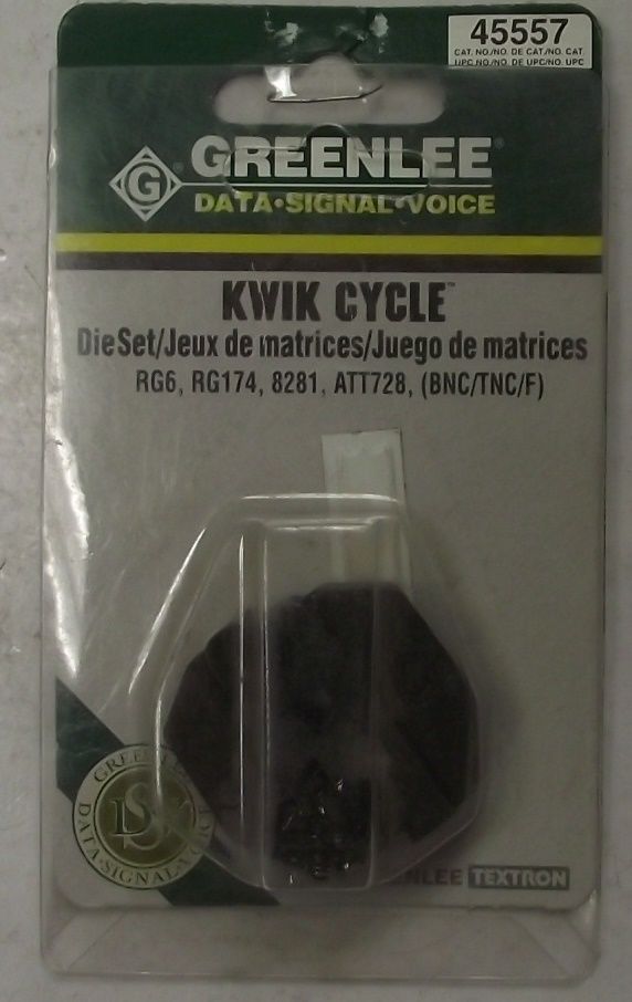 Greenlee 45557 Kwik Cycle Die Set  For 9" Frame Coaxial Crimper