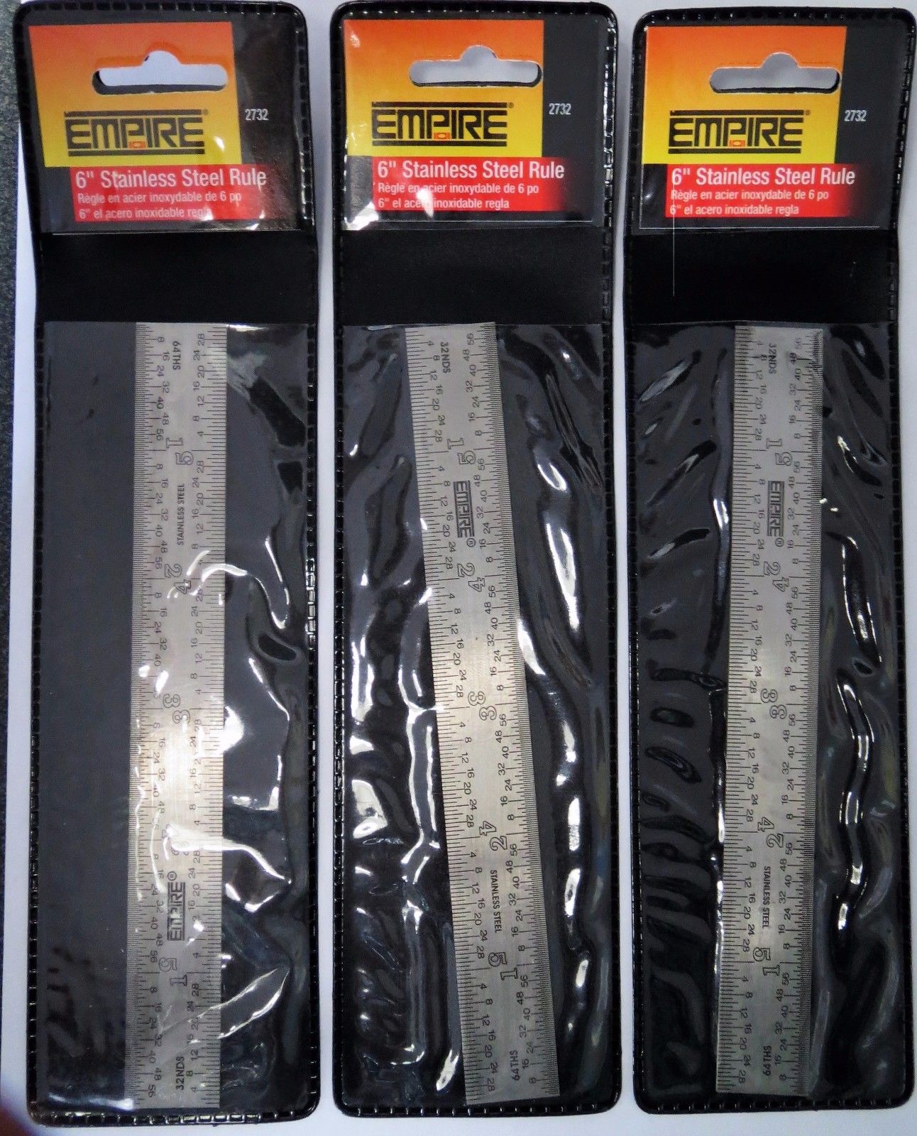 Empire 2732 6" Precision Flexible Stainless Steel Ruler 3 Packs