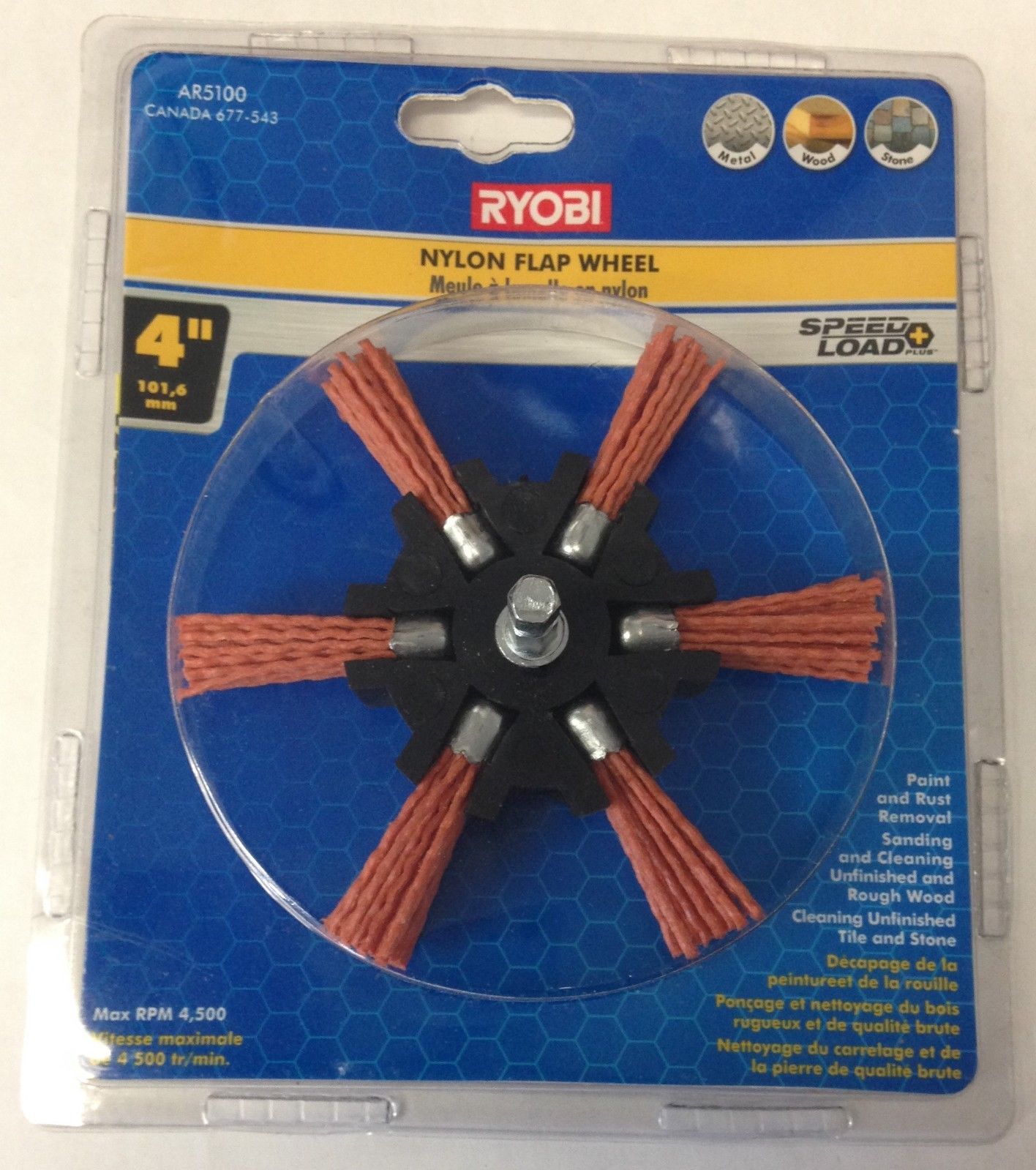Ryobi AR5100 4" Speed Load Nylon Flap Wheel For Paint & Rust Removal