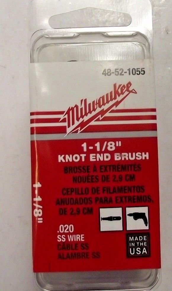 Milwaukee 1-1/8-Inch Knotted End Brush 48-52-1055 Stainless Steel Wire USA