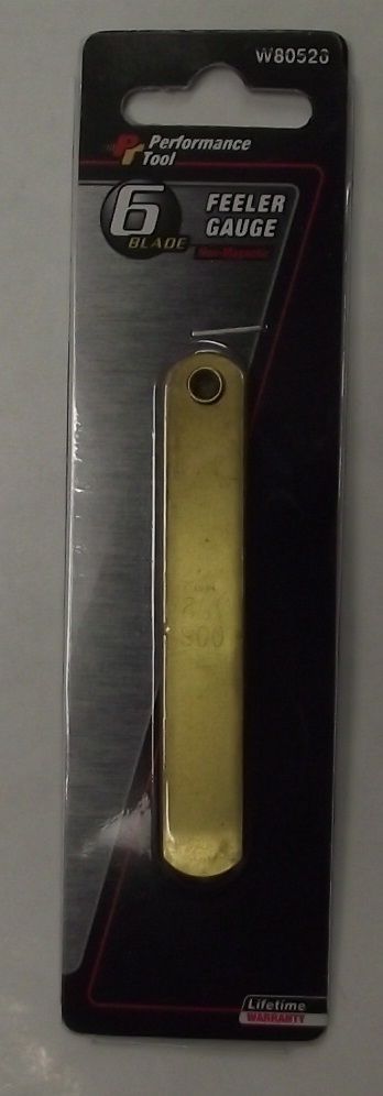 Performance Tool W80526 6 Blade Non-magnetic Brass Feeler Gauge