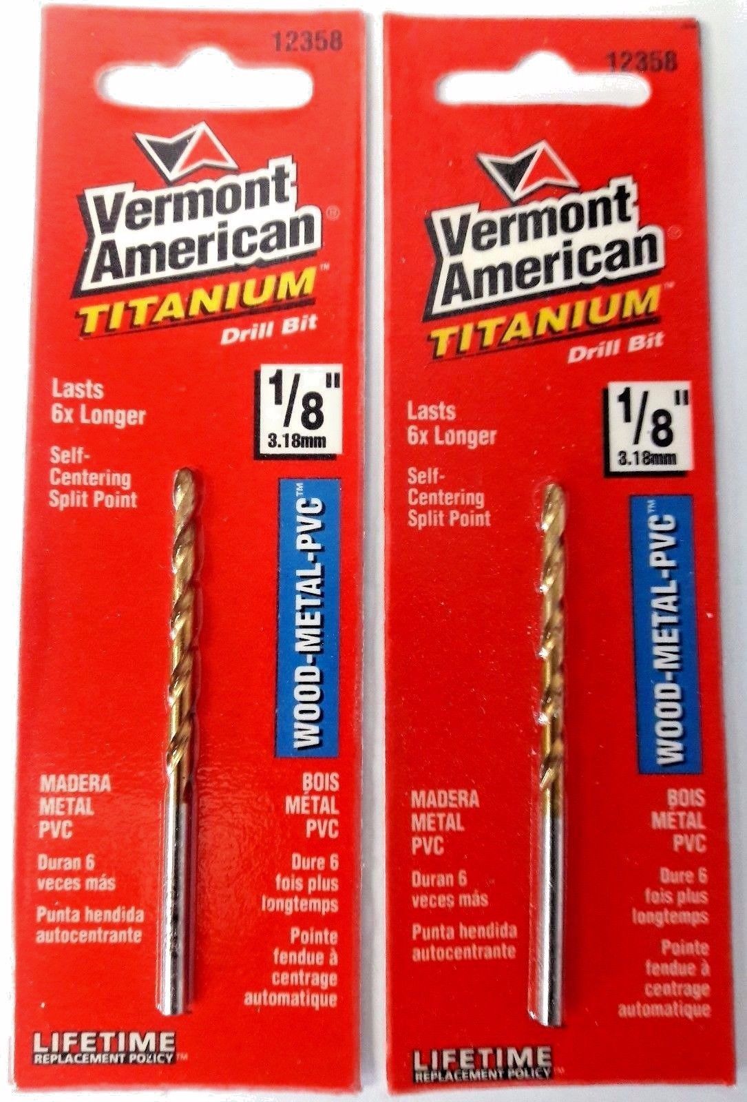 Vermont American 12358 1/8" Titanium Drill Bit 2PKS