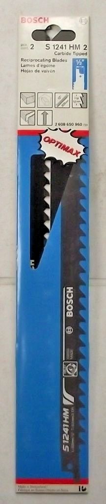 Bosch S 1241 HM 2 12 x 3 TPI Carbide Tipped Recip Saw Blades 2pk