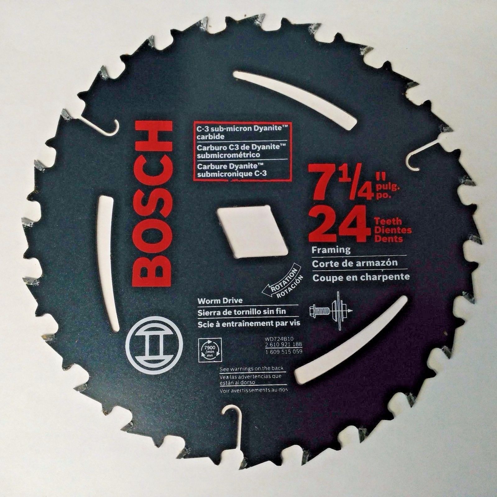 Bosch WD724B10 7-1/4" x 24T Circular Saw Blade Arbor Diamond Knockout Only 10PK