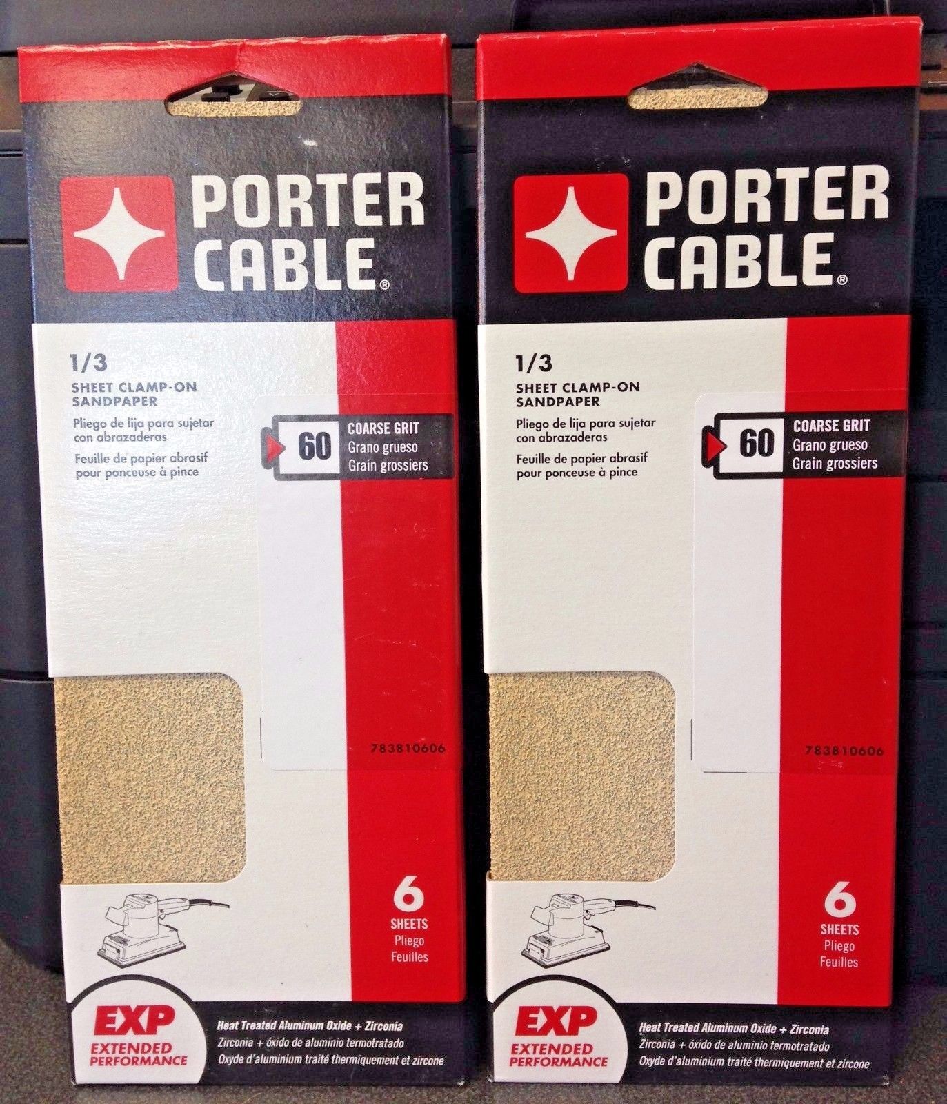 Porter Cable 783810606 6 Sheets 1/3 Sheet Clamp On Sandpaper 60 Coarse Grit 2PKS