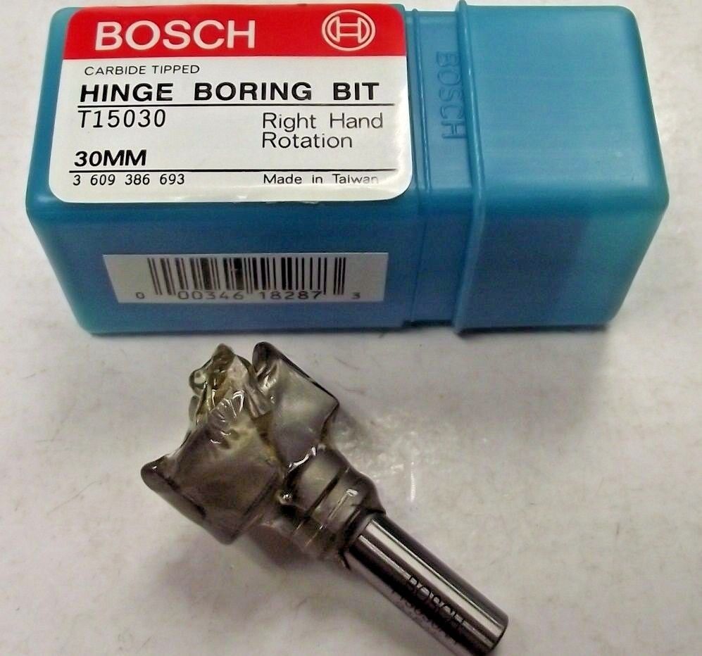 Bosch T15030 Hinge Boring Bit Carbide Tipped RH, 30MM European Type Hinges