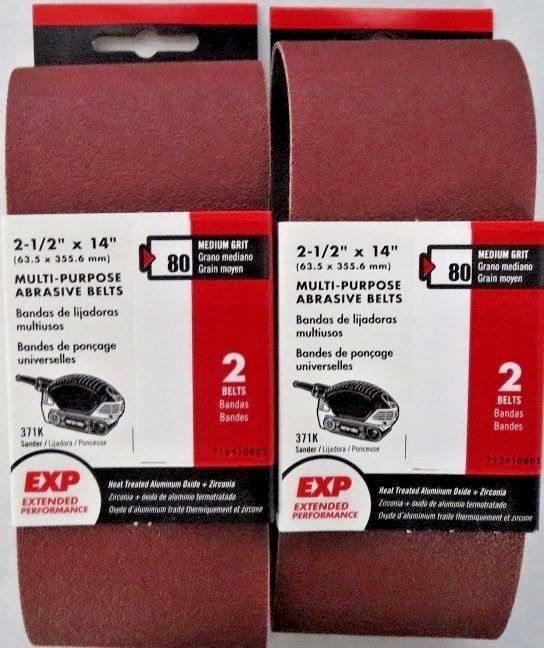 Porter Cable 712410802 2-1/2" x 14" 80 Grit Multi-Purpose Abrasive Belts 2 Packs