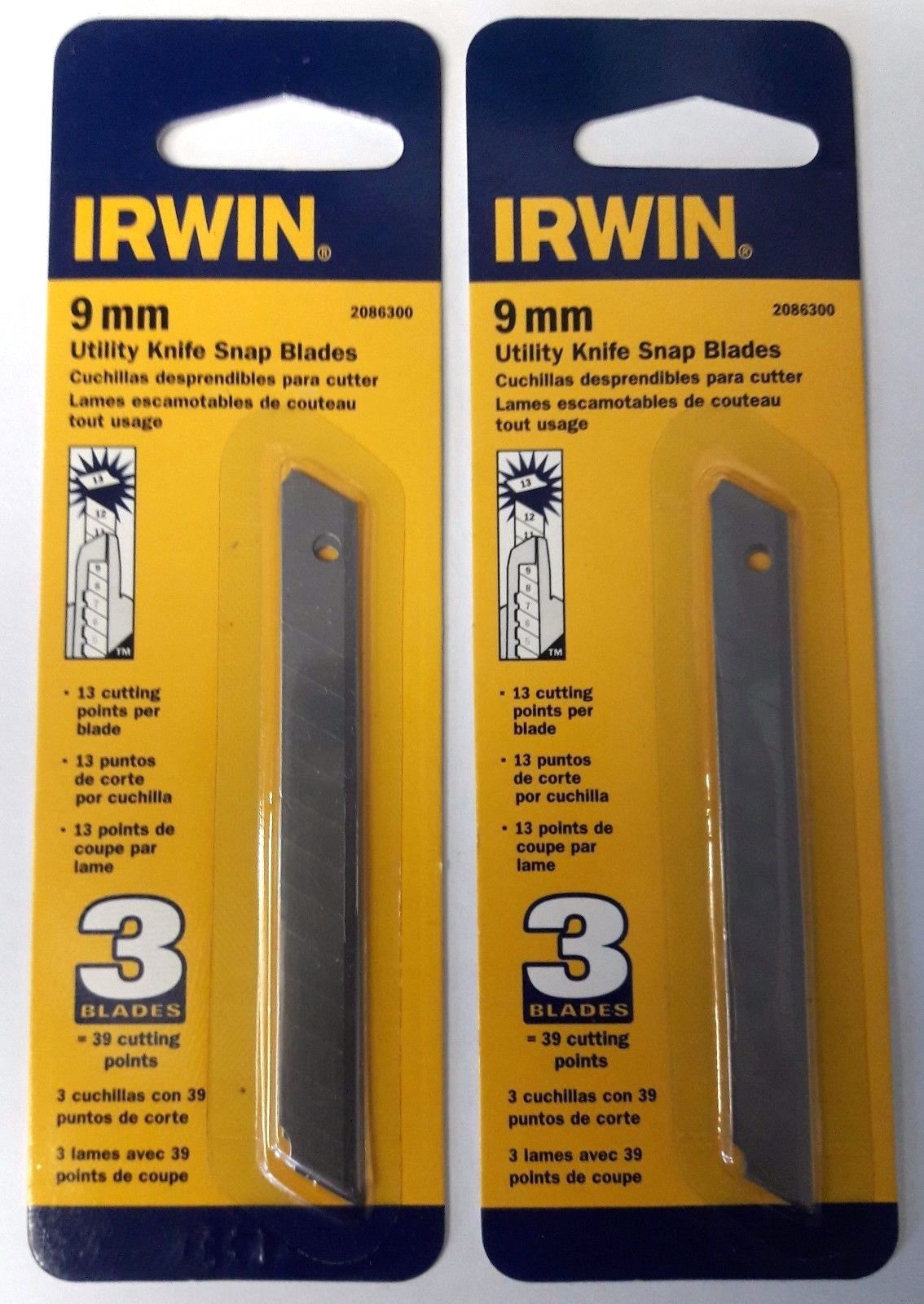 IRWIN 2086300 Utility Knife Blade Snap Off 9mm 2-3 Packs