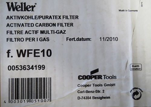 Weller 0053634199 Wide Band Gas Filter For WFE10 Germany