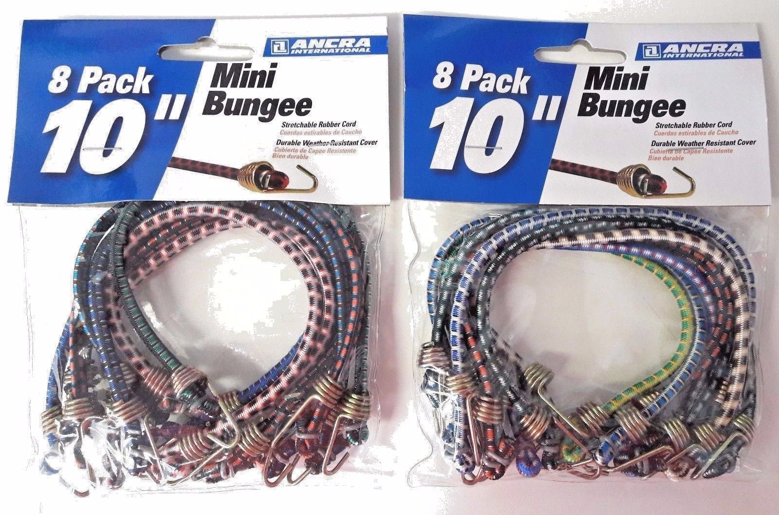 Ancra 95721 10" Mini Bungee Cords in Assorted Colors, 2-8 Packs