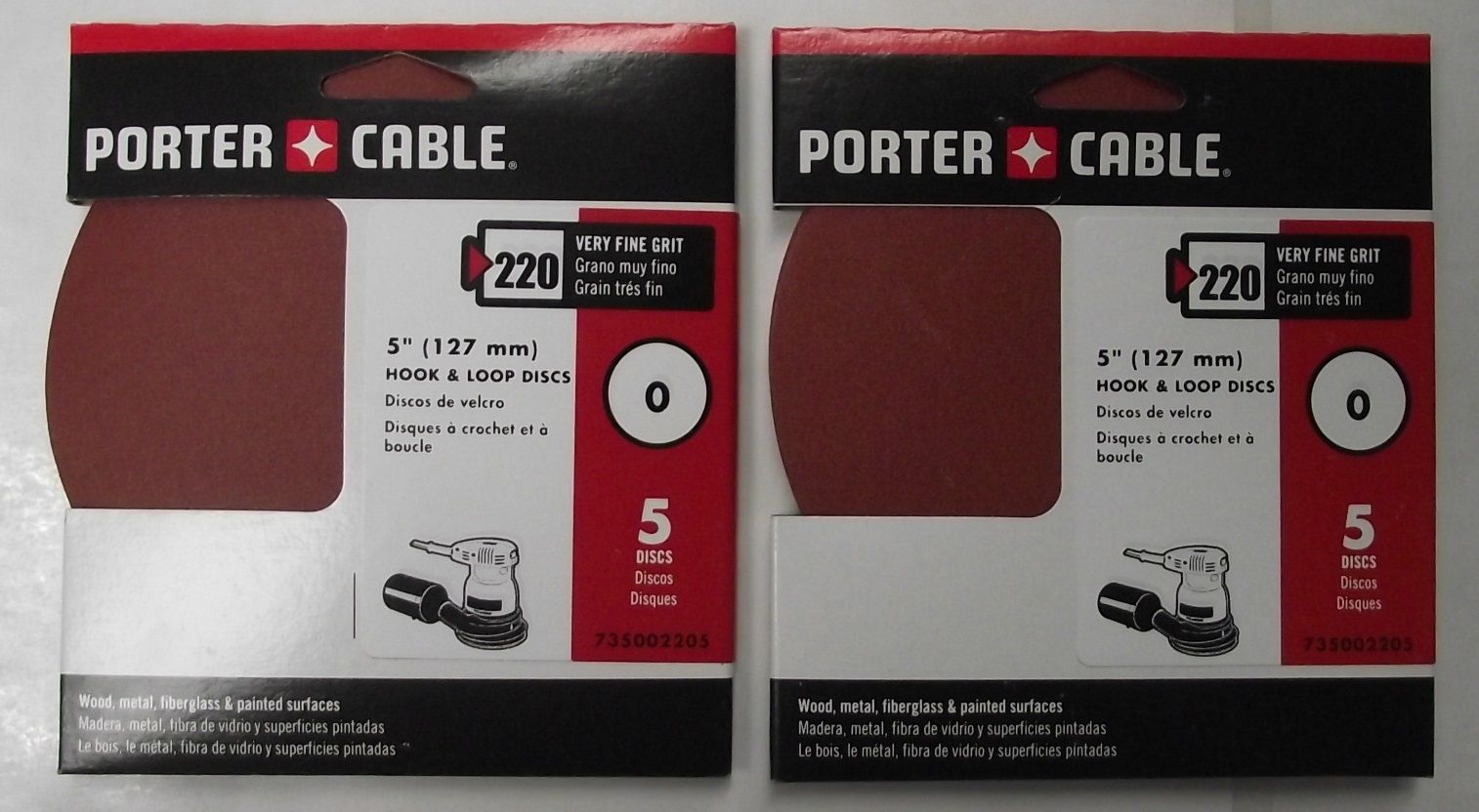 Porter Cable 735002205 5" H&L 220 Grit 0 Hole Sandpaper 2 - 5 Packs