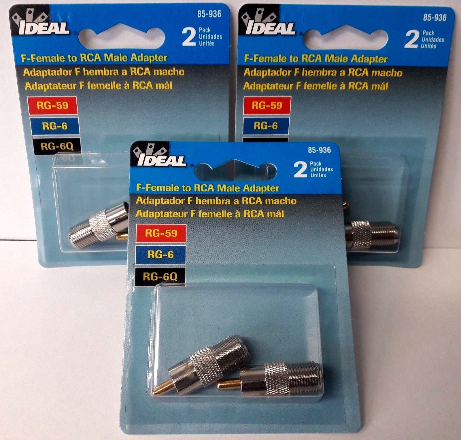 Ideal 85-936 F-Female To Rca Male Adapter 3-2Pks