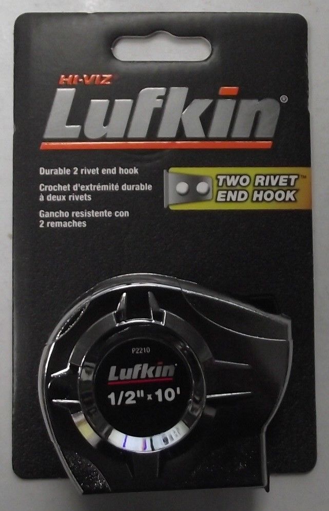 Lufkin P2210 1/2" x 10' Tape Measure Two Rivet End Hook