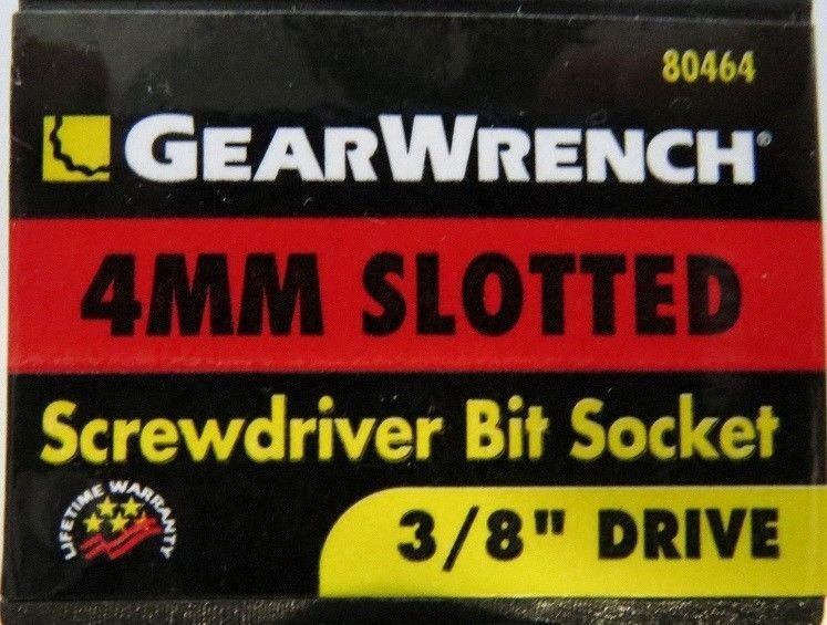 Gearwrench 80464 4mm Slotted Screwdriver Bit Socket 3/8" Drive 2PKS