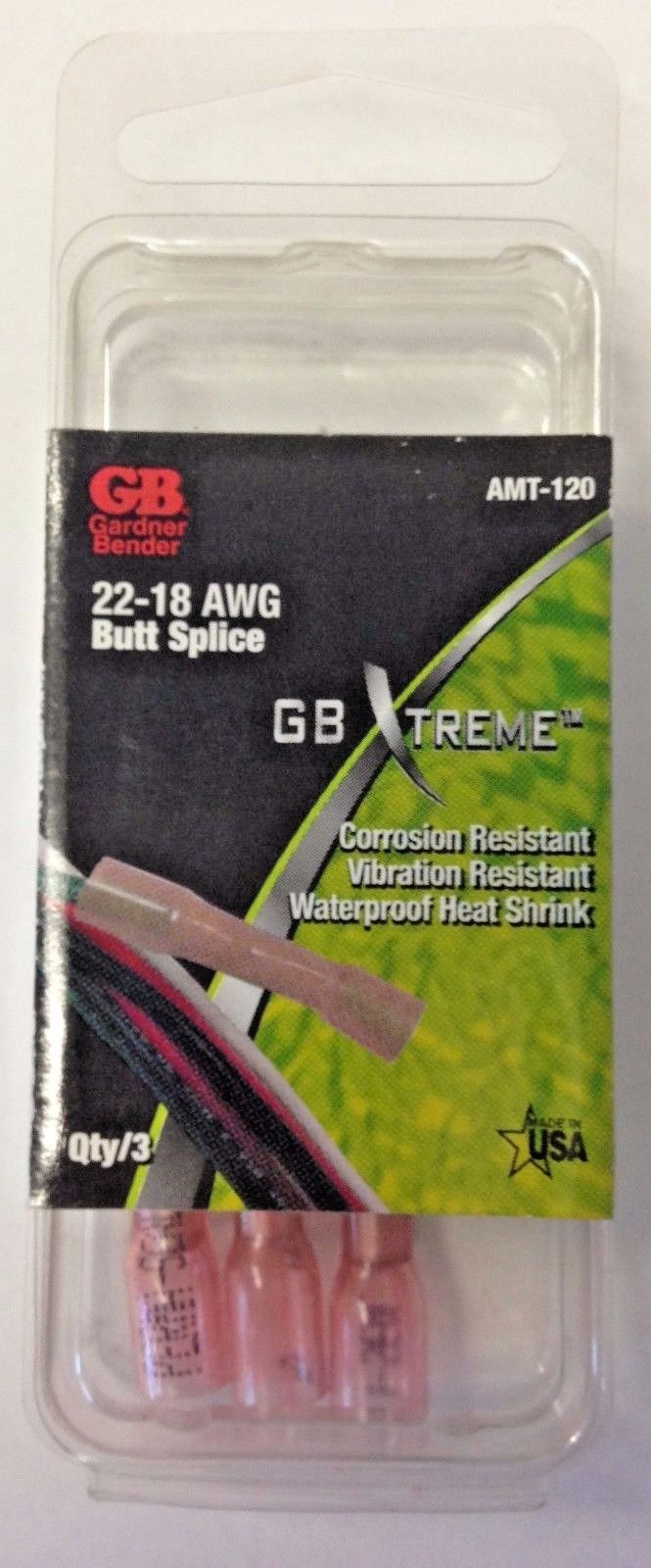 Gardner Bender AMT-120 Xtreme Butt Splice Terminals 22-18 AWG 3 Pack USA