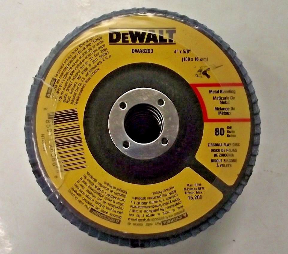 DeWalt DWA8203 4" x 80 Grit Flap Disc 5/8" Arbor Metal Blending 10pcs.