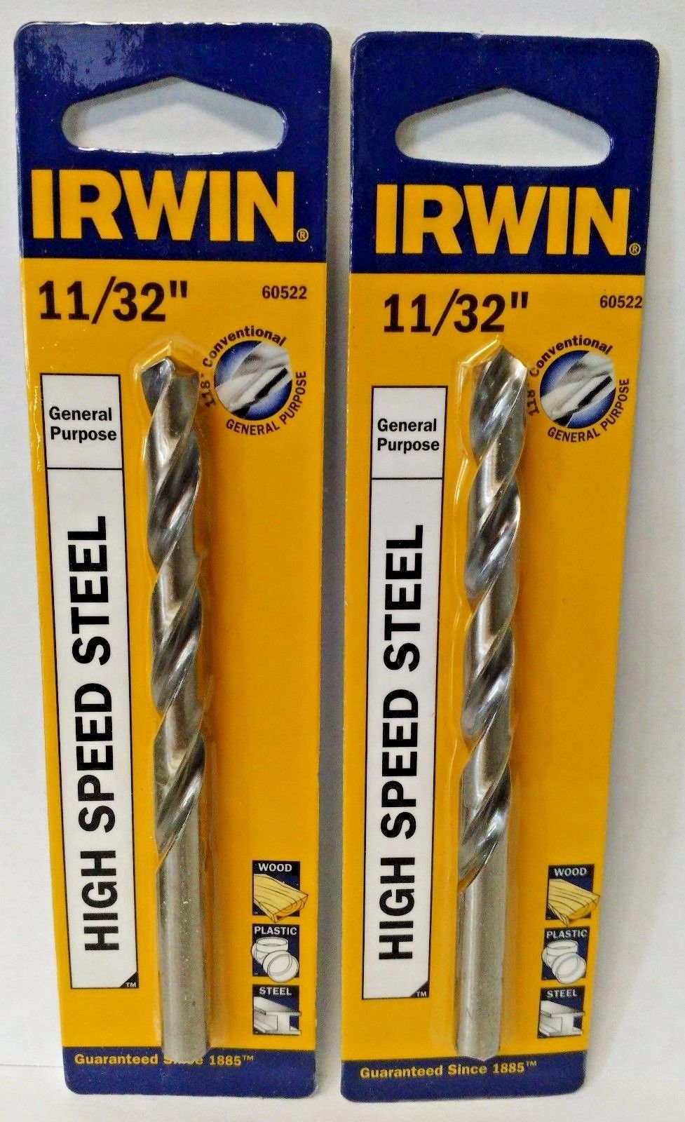 Irwin 60522 11/32" HSS Straight Shank Jobber Drill Bit 118 Degree 2PKS