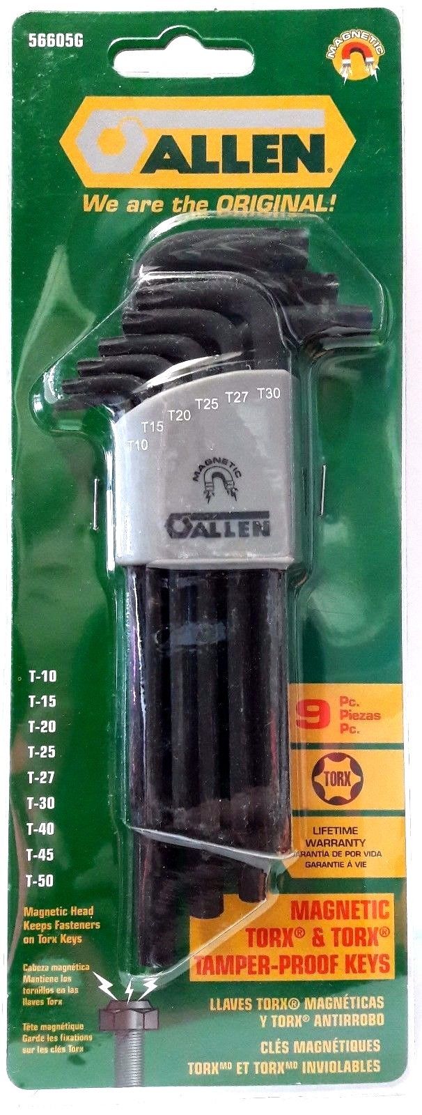 Allen 56605G 9 Piece Magnetic & Tamper Proof Torx Key Set