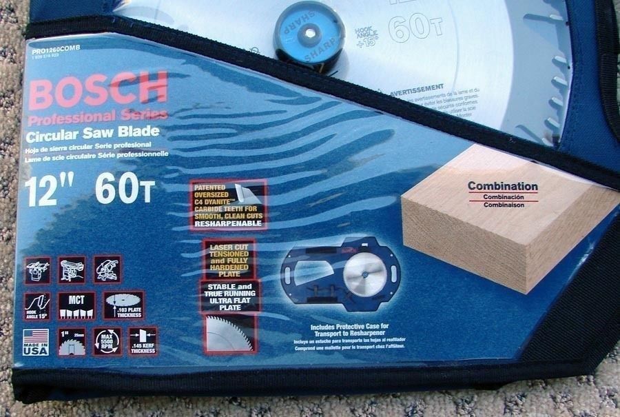 Bosch 12" X 60 Tooth Carbide Combination Woodworking Saw Blade PRO1260COMB