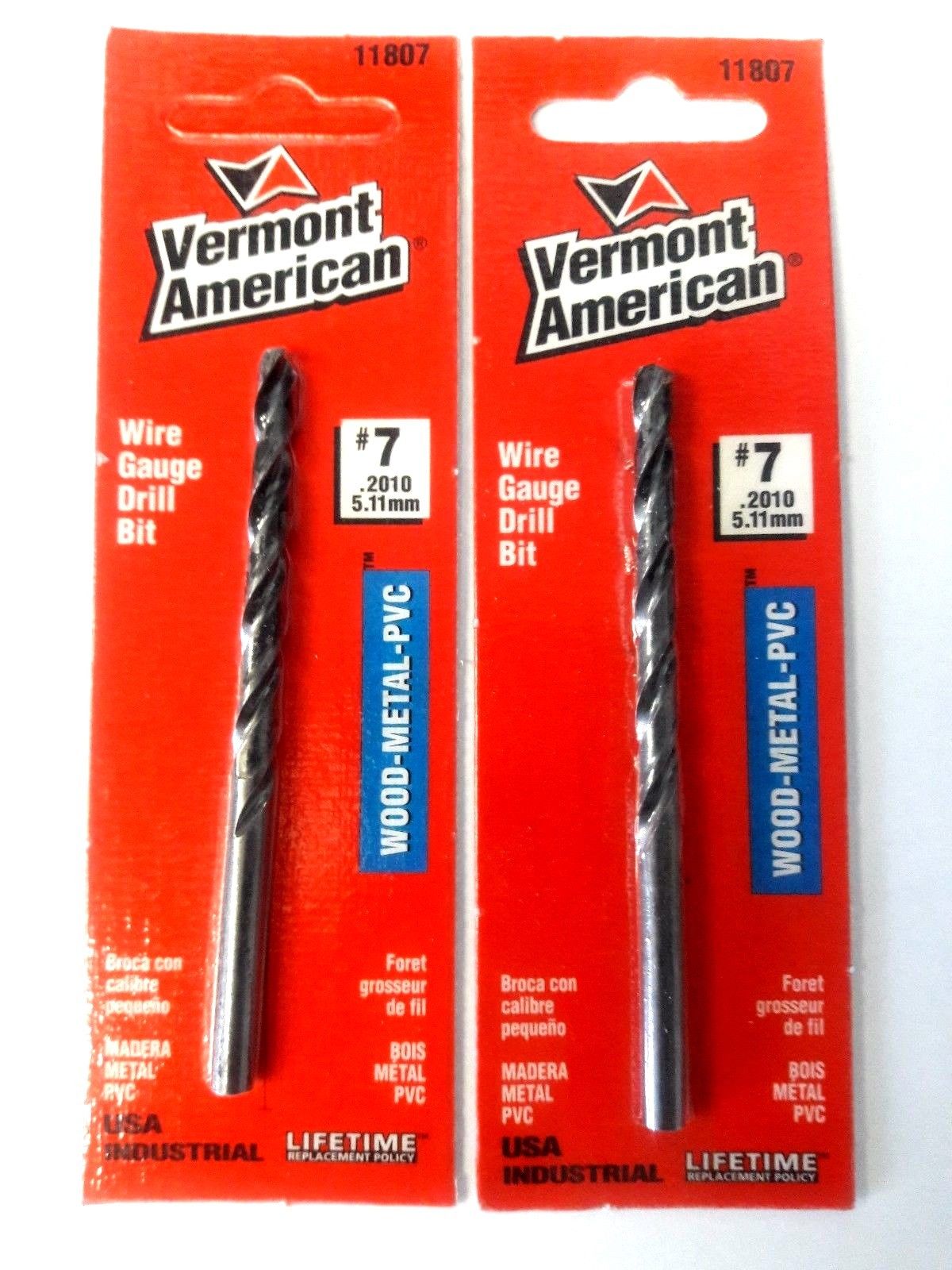 Vermont American 11807 #7 Wire Gauge Drill Bit USA 2PCS