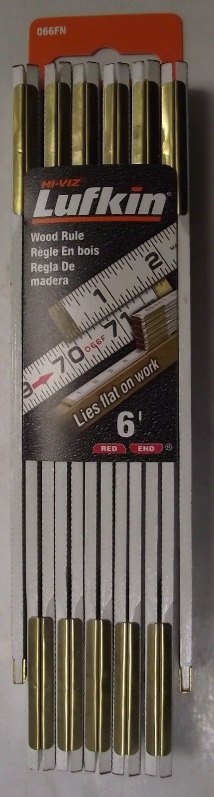 Lufkin 6' x 5/8" Flat Reading Folding Wood Rule Red End 066FN