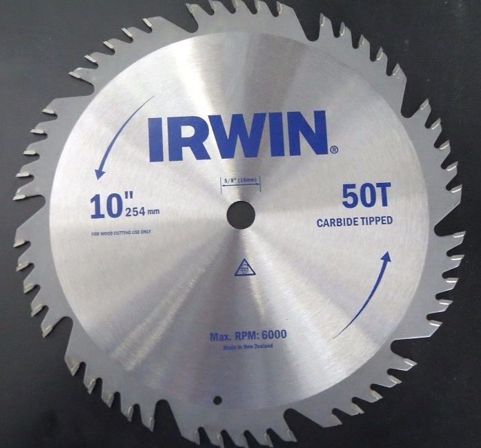 Irwin 10" 50T Wood Cutting Carbide Tipped Saw Blade