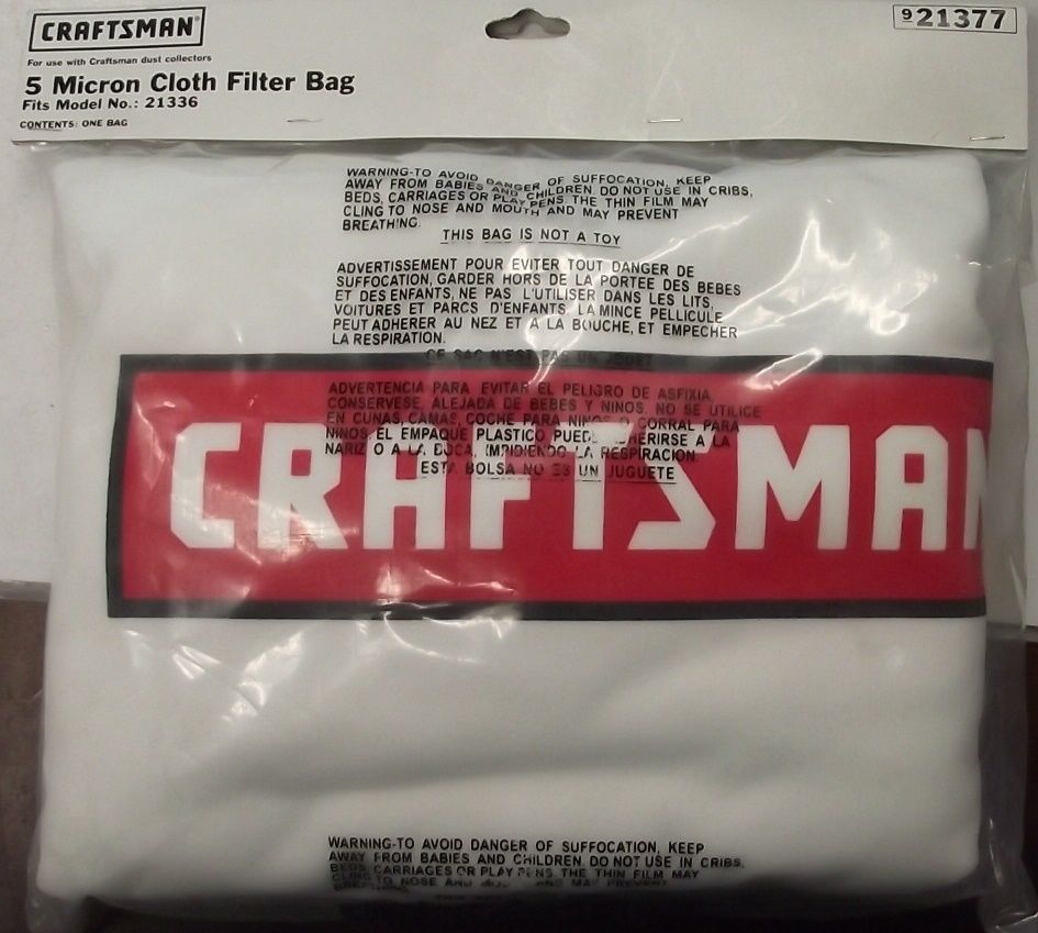 Craftsman 21377 5 Micron Dust Filter Bag For Model 21336